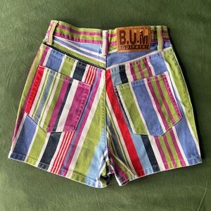 Vintage BUM Equipment High Waisted Stripe Jean Shorts